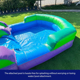 HeroKiddo 16’ Purple Tropical Lightweight Premium Commercial Grade Water Slide Inflatable with Attached Pool for Kids and Adults (with Blower), Wet Dry Use, Summer Fun
