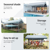 ADVANCE OUTDOOR 10x20 ft Heavy Duty Carport Potable Car Canopy Garage Party Tent Boat Shelter, Adjustable Height from 9.5 ft to 11 ft, Beige