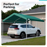 ADVANCE OUTDOOR 10x20 ft Heavy Duty Carport Potable Car Canopy Garage Party Tent Boat Shelter, Adjustable Height from 9.5 ft to 11 ft, Beige