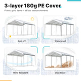 ADVANCE OUTDOOR 10x20 ft Heavy Duty Carport Potable Car Canopy Garage Party Tent Boat Shelter, Adjustable Height from 9.5 ft to 11 ft, Beige