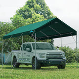 ADVANCE OUTDOOR 10x20 ft Heavy Duty Carport Potable Car Canopy Garage Party Tent Boat Shelter, Adjustable Height from 9.5 ft to 11 ft, Beige