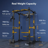 Sportsroyals Power Cage,1600lbs Multi-Function Power Rack with Adjustable Cable Crossover System and More Training Attachment, Weight Cage for Home Gym