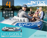 INTEX Excursion Inflatable Boat Series: Includes Deluxe 54in Boat Oars and High-Output Pump – SuperTough PVC – Adjustable Seats with Backrest – Fishing Rod Holders – Welded Oar Locks