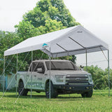 ADVANCE OUTDOOR 10x20 ft Heavy Duty Carport Potable Car Canopy Garage Party Tent Boat Shelter, Adjustable Height from 9.5 ft to 11 ft, Beige