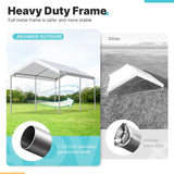 ADVANCE OUTDOOR 10x20 ft Heavy Duty Carport Potable Car Canopy Garage Party Tent Boat Shelter, Adjustable Height from 9.5 ft to 11 ft, Beige