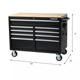🔥46 in. W x 24 in. D 9-Drawer Gloss Black Deep Tool Chest Mobile Workbench
