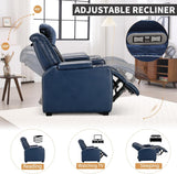 Power Home Theater Seating Set of 3, Brown Faux Leather Electric Recliner Chair with Powered Headrest, Dual Motors Movie Reclining Chairs with LED Lights,USB Port,Cup Holders, Hidden Arm Storage