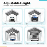 ADVANCE OUTDOOR 10x20 ft Heavy Duty Carport Potable Car Canopy Garage Party Tent Boat Shelter, Adjustable Height from 9.5 ft to 11 ft, Beige