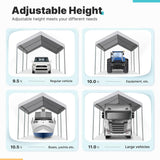 ADVANCE OUTDOOR 10x20 ft Heavy Duty Carport Potable Car Canopy Garage Party Tent Boat Shelter, Adjustable Height from 9.5 ft to 11 ft, Beige