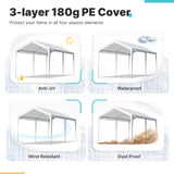 ADVANCE OUTDOOR 10x20 ft Heavy Duty Carport Potable Car Canopy Garage Party Tent Boat Shelter, Adjustable Height from 9.5 ft to 11 ft, Beige