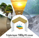 ADVANCE OUTDOOR 10x20 ft Heavy Duty Carport Potable Car Canopy Garage Party Tent Boat Shelter, Adjustable Height from 9.5 ft to 11 ft, Beige