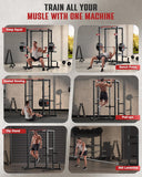 Sportsroyals Power Cage,1600lbs Multi-Function Power Rack with Adjustable Cable Crossover System and More Training Attachment, Weight Cage for Home Gym