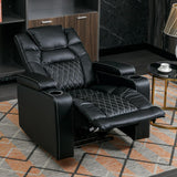 Power Home Theater Seating Set of 3, Brown Faux Leather Electric Recliner Chair with Powered Headrest, Dual Motors Movie Reclining Chairs with LED Lights,USB Port,Cup Holders, Hidden Arm Storage
