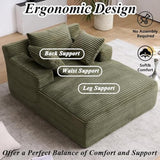 HRVEOCEI 49" Chaise Lounge Indoor Oversized Chaise Lounge Chair with 3 Comfy Pillows for Living Room Bedroom - Sage Green