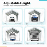 ADVANCE OUTDOOR 10x20 ft Heavy Duty Carport Potable Car Canopy Garage Party Tent Boat Shelter, Adjustable Height from 9.5 ft to 11 ft, Beige