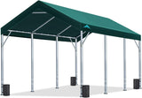 ADVANCE OUTDOOR 10x20 ft Heavy Duty Carport Potable Car Canopy Garage Party Tent Boat Shelter, Adjustable Height from 9.5 ft to 11 ft, Beige