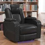 Power Home Theater Seating Set of 3, Brown Faux Leather Electric Recliner Chair with Powered Headrest, Dual Motors Movie Reclining Chairs with LED Lights,USB Port,Cup Holders, Hidden Arm Storage