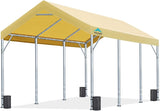 ADVANCE OUTDOOR 10x20 ft Heavy Duty Carport Potable Car Canopy Garage Party Tent Boat Shelter, Adjustable Height from 9.5 ft to 11 ft, Beige