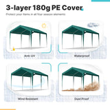 ADVANCE OUTDOOR 10x20 ft Heavy Duty Carport Potable Car Canopy Garage Party Tent Boat Shelter, Adjustable Height from 9.5 ft to 11 ft, Beige