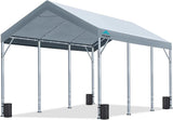 ADVANCE OUTDOOR 10x20 ft Heavy Duty Carport Potable Car Canopy Garage Party Tent Boat Shelter, Adjustable Height from 9.5 ft to 11 ft, Beige
