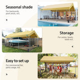 ADVANCE OUTDOOR 10x20 ft Heavy Duty Carport Potable Car Canopy Garage Party Tent Boat Shelter, Adjustable Height from 9.5 ft to 11 ft, Beige
