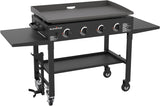 36" Gas Griddle Cooking Station 4 Burner Flat Top Gas Grill Propane Fueled Restaurant Grade Professional 36" Outdoor Griddle Station with Side Stands (1554)