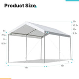 ADVANCE OUTDOOR 10x20 ft Heavy Duty Carport Potable Car Canopy Garage Party Tent Boat Shelter, Adjustable Height from 9.5 ft to 11 ft, Beige