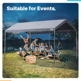 ADVANCE OUTDOOR 10x20 ft Heavy Duty Carport Potable Car Canopy Garage Party Tent Boat Shelter, Adjustable Height from 9.5 ft to 11 ft, Beige
