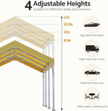 ADVANCE OUTDOOR 10x20 ft Heavy Duty Carport Potable Car Canopy Garage Party Tent Boat Shelter, Adjustable Height from 9.5 ft to 11 ft, Beige