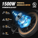 Electric Bike for Adults Q20, 2000/1500W, 37/30MPH,52V 40AH,48V/20AH E-Bike,30-180 Miles Electric Motorcycle, 20" Fat Tire Dirt Bike, UL2849 All Terrain for Mountains, Snow, Sand, Road