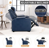 Power Home Theater Seating Set of 3, Brown Faux Leather Electric Recliner Chair with Powered Headrest, Dual Motors Movie Reclining Chairs with LED Lights,USB Port,Cup Holders, Hidden Arm Storage