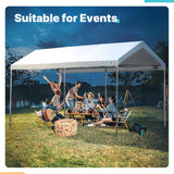 ADVANCE OUTDOOR 10x20 ft Heavy Duty Carport Potable Car Canopy Garage Party Tent Boat Shelter, Adjustable Height from 9.5 ft to 11 ft, Beige