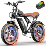 Electric Bike for Adults Q20, 2000/1500W, 37/30MPH,52V 40AH,48V/20AH E-Bike,30-180 Miles Electric Motorcycle, 20" Fat Tire Dirt Bike, UL2849 All Terrain for Mountains, Snow, Sand, Road