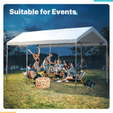 ADVANCE OUTDOOR 10x20 ft Heavy Duty Carport Potable Car Canopy Garage Party Tent Boat Shelter, Adjustable Height from 9.5 ft to 11 ft, Beige
