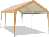 ADVANCE OUTDOOR 10x20 ft Heavy Duty Carport Potable Car Canopy Garage Party Tent Boat Shelter, Adjustable Height from 9.5 ft to 11 ft, Beige