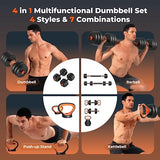 FEIERDUN Adjustable Dumbbells, 50lbs Free Weight Set with Connector, 4 in 1 Dumbbells Set