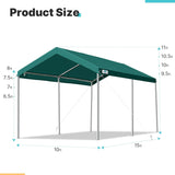 ADVANCE OUTDOOR 10x20 ft Heavy Duty Carport Potable Car Canopy Garage Party Tent Boat Shelter, Adjustable Height from 9.5 ft to 11 ft, Beige