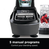 Ninja Blender, Mega Kitchen System, 1500W, 4 Functions for Smoothies, Processing, Dough, Drinks & More, with 72 Blender Pitcher, 64 Processor Bowl, 2 Nutri Cups + Lids, Black, BL770