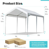 ADVANCE OUTDOOR 10x20 ft Heavy Duty Carport Potable Car Canopy Garage Party Tent Boat Shelter, Adjustable Height from 9.5 ft to 11 ft, Beige
