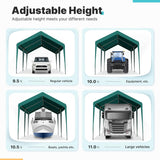 ADVANCE OUTDOOR 10x20 ft Heavy Duty Carport Potable Car Canopy Garage Party Tent Boat Shelter, Adjustable Height from 9.5 ft to 11 ft, Beige