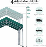ADVANCE OUTDOOR 10x20 ft Heavy Duty Carport Potable Car Canopy Garage Party Tent Boat Shelter, Adjustable Height from 9.5 ft to 11 ft, Beige