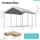 ADVANCE OUTDOOR 10x20 ft Heavy Duty Carport Potable Car Canopy Garage Party Tent Boat Shelter, Adjustable Height from 9.5 ft to 11 ft, Beige