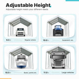 ADVANCE OUTDOOR 10x20 ft Heavy Duty Carport Potable Car Canopy Garage Party Tent Boat Shelter, Adjustable Height from 9.5 ft to 11 ft, Beige