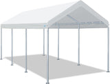 ADVANCE OUTDOOR 10x20 ft Heavy Duty Carport Potable Car Canopy Garage Party Tent Boat Shelter, Adjustable Height from 9.5 ft to 11 ft, Beige