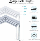 ADVANCE OUTDOOR 10x20 ft Heavy Duty Carport Potable Car Canopy Garage Party Tent Boat Shelter, Adjustable Height from 9.5 ft to 11 ft, Beige