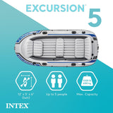 INTEX Excursion Inflatable Boat Series: Includes Deluxe 54in Boat Oars and High-Output Pump – SuperTough PVC – Adjustable Seats with Backrest – Fishing Rod Holders – Welded Oar Locks