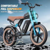 Electric Bike for Adults Q20, 2000/1500W, 37/30MPH,52V 40AH,48V/20AH E-Bike,30-180 Miles Electric Motorcycle, 20" Fat Tire Dirt Bike, UL2849 All Terrain for Mountains, Snow, Sand, Road
