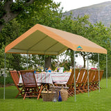 ADVANCE OUTDOOR 10x20 ft Heavy Duty Carport Potable Car Canopy Garage Party Tent Boat Shelter, Adjustable Height from 9.5 ft to 11 ft, Beige