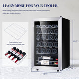 24 inch Wine Cooler, 46 Bottle - Dual Zone Built-in or Freestanding Fridge with Stainless Steel Reversible Glass Door, for Home, Kitchen, or Office.