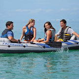 INTEX Excursion Inflatable Boat Series: Includes Deluxe 54in Boat Oars and High-Output Pump – SuperTough PVC – Adjustable Seats with Backrest – Fishing Rod Holders – Welded Oar Locks